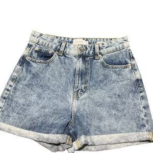 True Craft Blue Jean Mom Shorts - High-Waisted Relaxed Fit Size 7